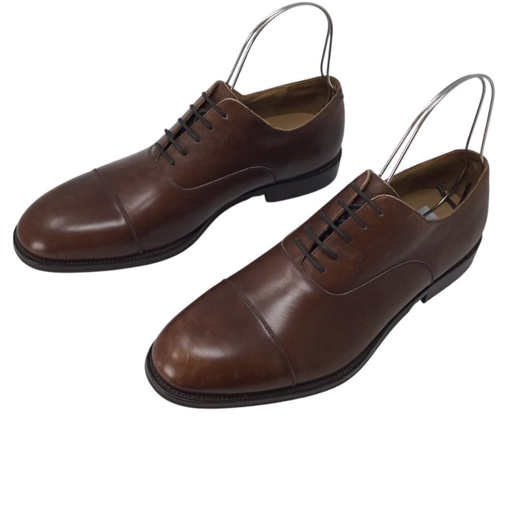Lands' End NWT Leather Dress Shoes Cap Toe Oxford Dark Brown Size 12 Lace Up